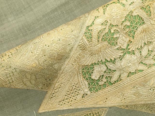 平和屋着物●中国三大刺繍 スワトウ刺繍 総刺繍 九寸名古屋帯 紬地 花蝶鳥文 金彩 正絹 逸品 CABF6394dy
