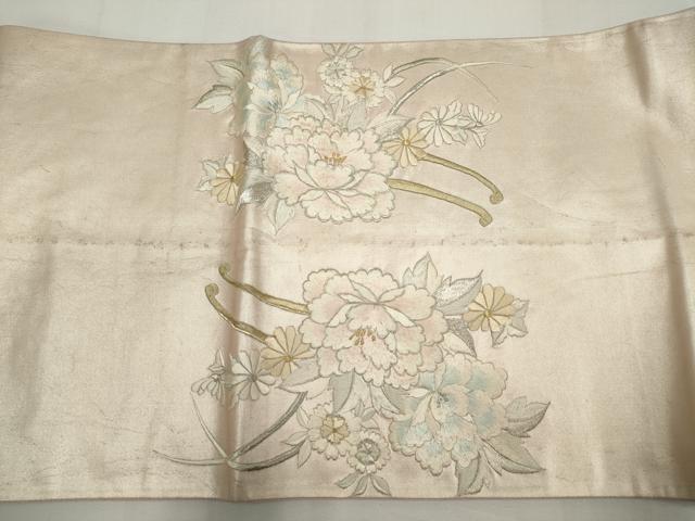 平和屋着物◎太鼓柄袋帯 総刺繍 花車文 金銀糸 正絹 逸品 CABF6432ou
