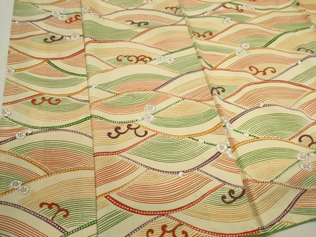 平和屋着物■上質な小紋 立波梅文 金彩 正絹 逸品 CABF6463ou