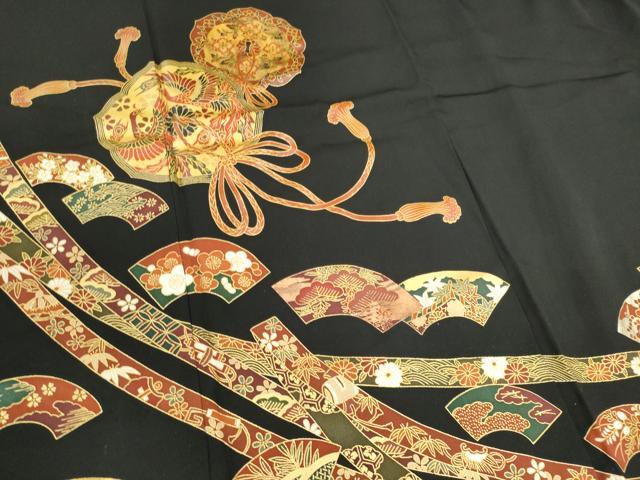 平和屋着物■豪華黒留袖 鏡裏鳳凰花文 金銀彩 正絹 逸品 CABF6471ou
