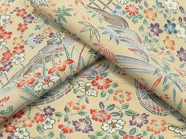 平和屋着物▽上質な小紋 単衣 風景文 正絹 逸品 CABF6477ou