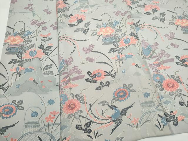 平和屋着物▽上質な小紋 単衣 鳳凰花文 正絹 逸品 CABF6479ou