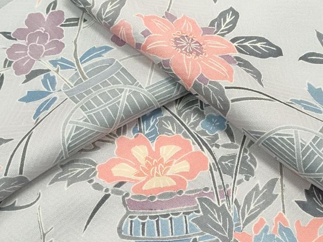 平和屋着物▽上質な小紋 単衣 鳳凰花文 正絹 逸品 CABF6479ou