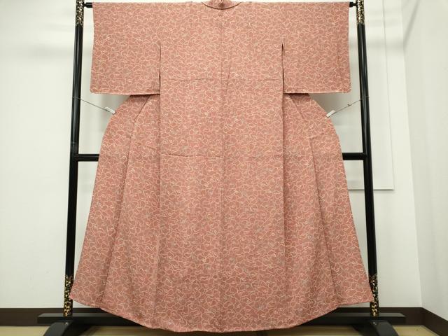 平和屋着物▽上質な小紋 単衣 花尽くし 鬼しぼ縮緬 正絹 逸品 未使用 CABF6480ou