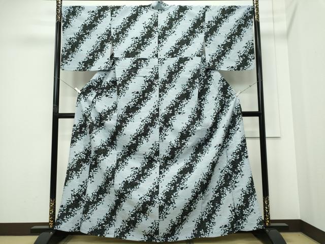 平和屋着物▽小紋 単衣 斜線枝葉文 暈し染め 洗える着物 CABF6486ou