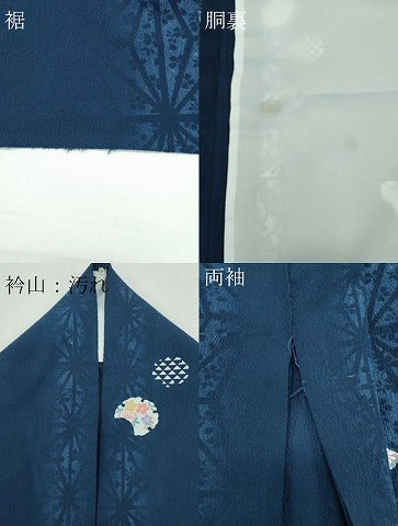 平和屋着物▽小紋 単衣 雪輪花文 洗える着物 CABF6487ou