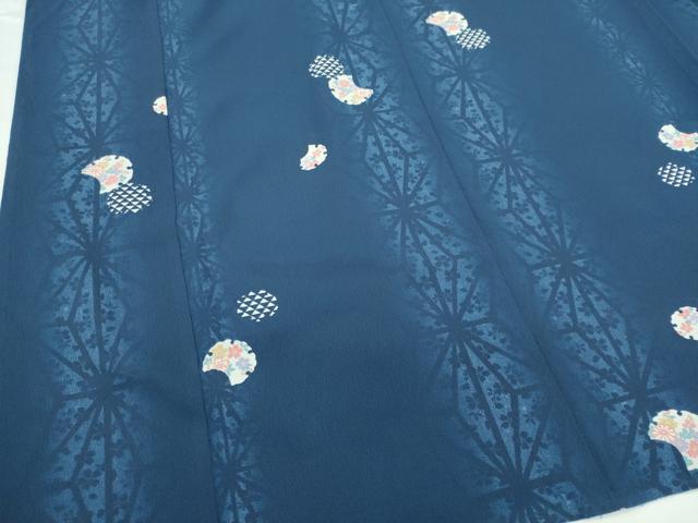 平和屋着物▽小紋 単衣 雪輪花文 洗える着物 CABF6487ou