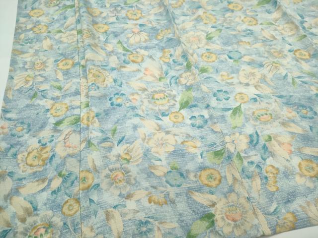 平和屋着物▽上質な小紋 単衣 草花文 正絹 逸品 CABF6492ou