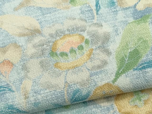平和屋着物▽上質な小紋 単衣 草花文 正絹 逸品 CABF6492ou