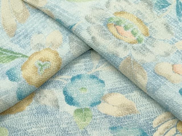 平和屋着物▽上質な小紋 単衣 草花文 正絹 逸品 CABF6492ou