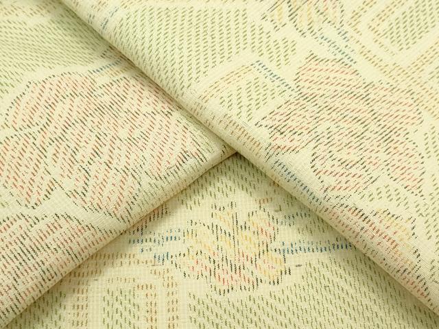 平和屋着物▽上質な紬 単衣 枝花文 正絹 逸品 CABF6494ou