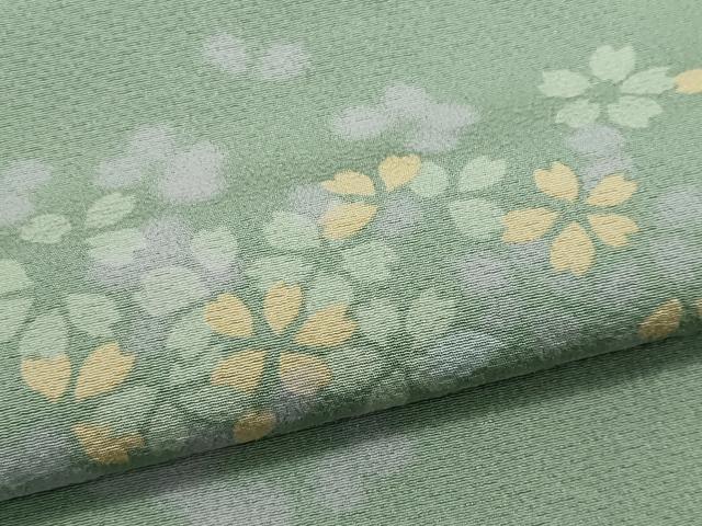 平和屋着物▽上質な小紋 単衣 舞桜文 正絹 逸品 CABF6496ou