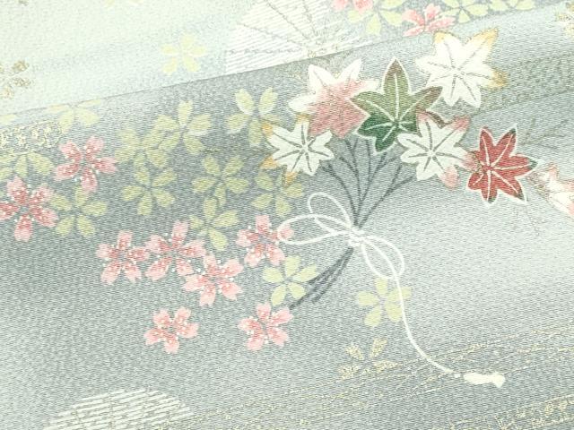 平和屋着物▽上質な小紋 単衣 草花文 暈し染め 金彩 正絹 逸品 CABF6497ou