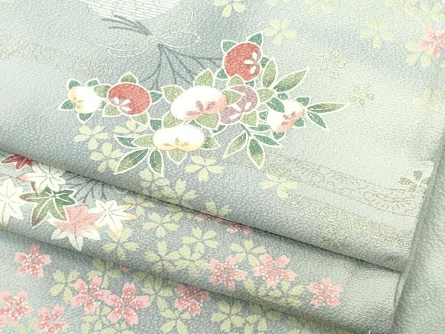 平和屋着物▽上質な小紋 単衣 草花文 暈し染め 金彩 正絹 逸品 CABF6497ou