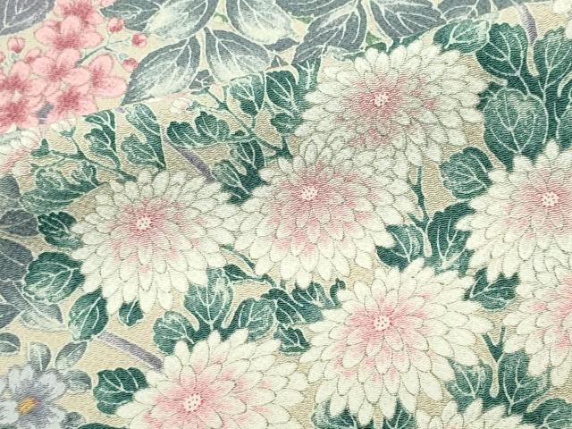 平和屋着物▽上質な小紋 単衣 花尽くし 鬼しぼ縮緬 正絹 逸品 CABF6498ou