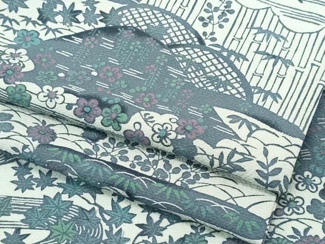 平和屋着物▽上質な小紋 単衣 風景文 正絹 逸品 CABF6500ou