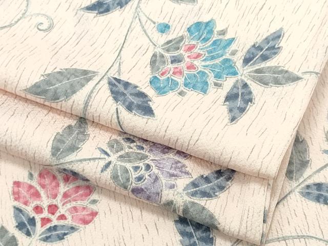 平和屋着物▽上質な小紋 単衣 蔦の葉花文 正絹 逸品 CABF6502ou