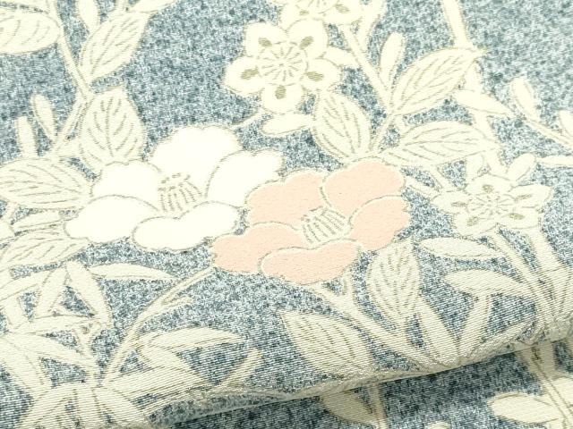 平和屋着物▽上質な小紋 単衣 枝花文 たたき染め 正絹 逸品 CABF6503ou