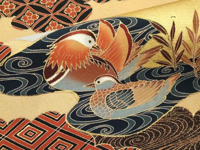 平和屋着物■豪華黒留袖 鴛鴦花文 金彩 正絹 逸品 CABF6524ou