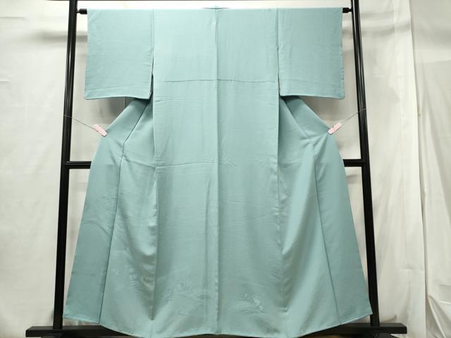 平和屋着物■豪華色留袖 色無地 立波地紋 白藍色 正絹 逸品 CABF6533ou