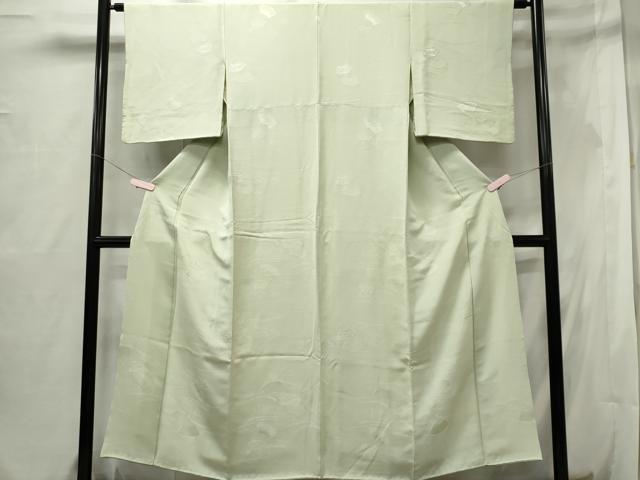 平和屋着物■上質な色無地 地紙流水地紋 白緑色 正絹 逸品 CABF6538ou