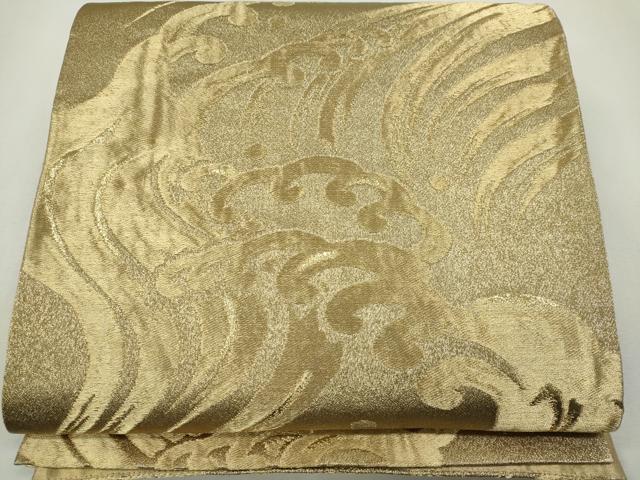 平和屋着物◎六通柄袋帯 立波文 金糸 正絹 逸品 CABF6546ou