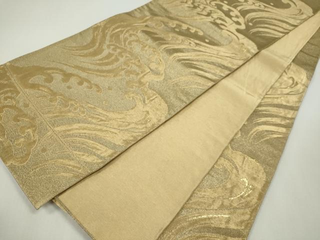 平和屋着物◎六通柄袋帯 立波文 金糸 正絹 逸品 CABF6546ou
