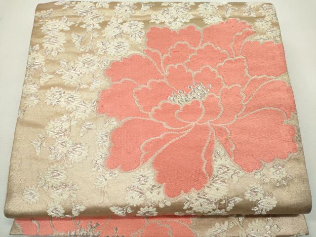 平和屋着物◎六通柄袋帯 唐織 枝花文 銀糸 正絹 逸品 CABF6556ou