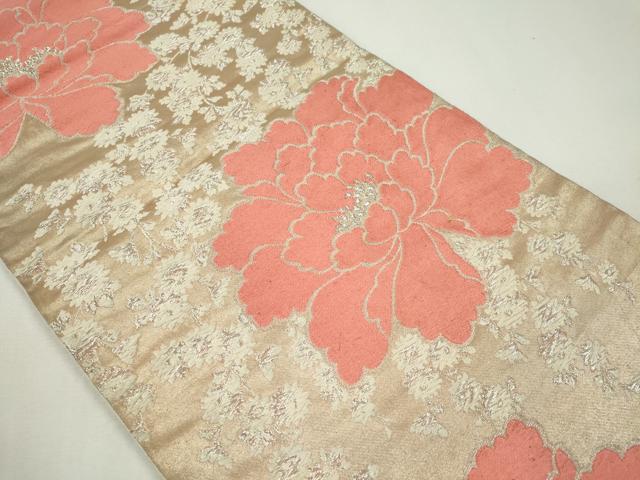 平和屋着物◎六通柄袋帯 唐織 枝花文 銀糸 正絹 逸品 CABF6556ou