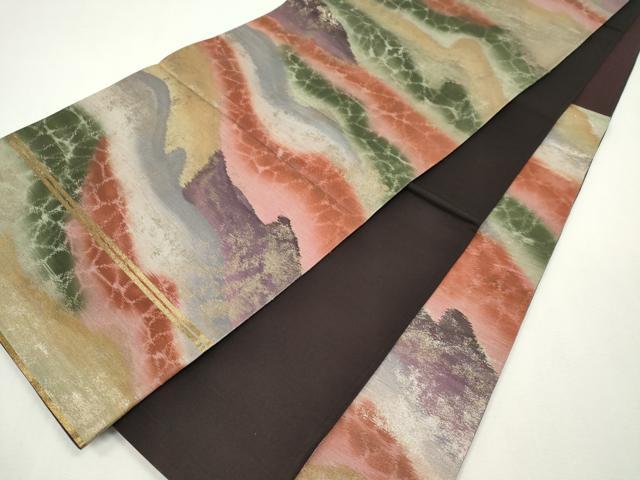 平和屋着物◎六通柄 京袋帯 霞文 金糸 正絹 逸品 CABF6557ou