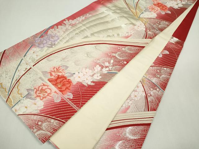 平和屋着物◎六通柄袋帯 唐織 舞蝶花文 金銀糸 正絹 逸品 CABF6572ou