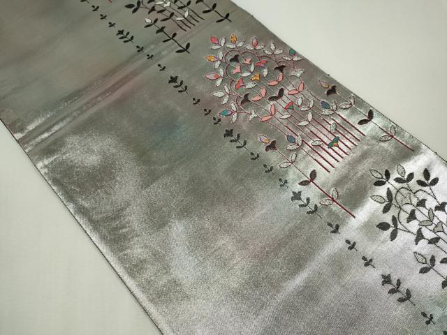平和屋着物◎六通柄袋帯 草花文 金銀糸 正絹 逸品 CABF6582ou