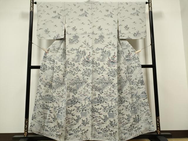 平和屋着物■訪問着 風景文 鬼しぼ縮緬 正絹 逸品 CABF6600ou