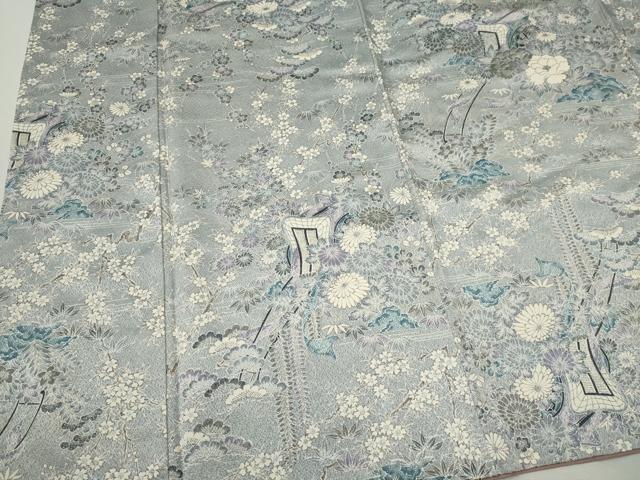 平和屋着物■上質な小紋 御所車花文 正絹 逸品 CABF6605ou