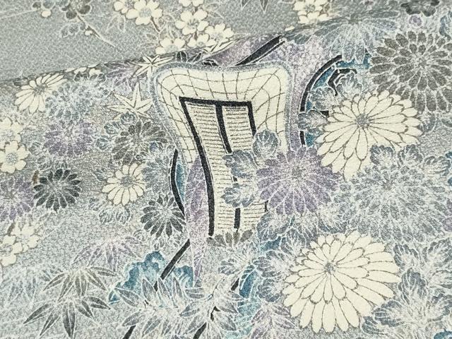 平和屋着物■上質な小紋 御所車花文 正絹 逸品 CABF6605ou