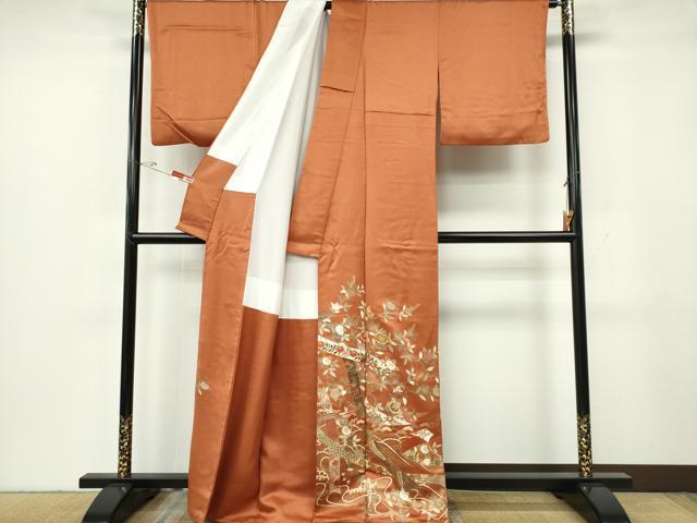 平和屋着物■色留訪問着 駒刺繍 立波枝花文 金銀彩 正絹 逸品 CABF6628ou
