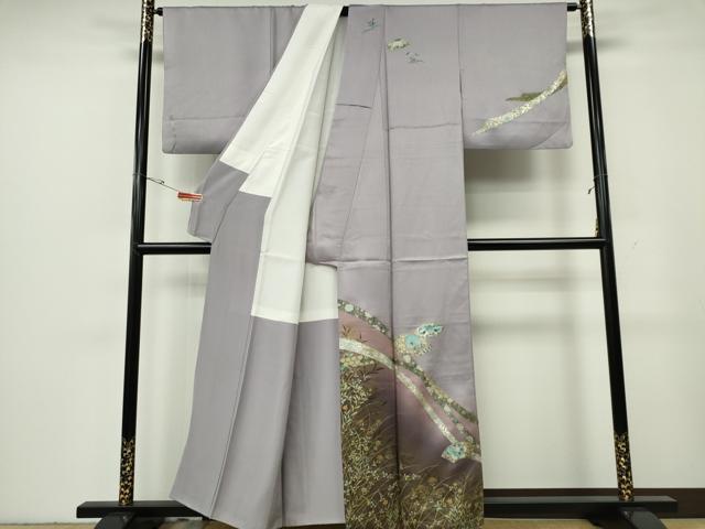 平和屋着物■訪問着 地紙草花文 暈し染め 金銀彩 正絹 逸品 CABF6632ou