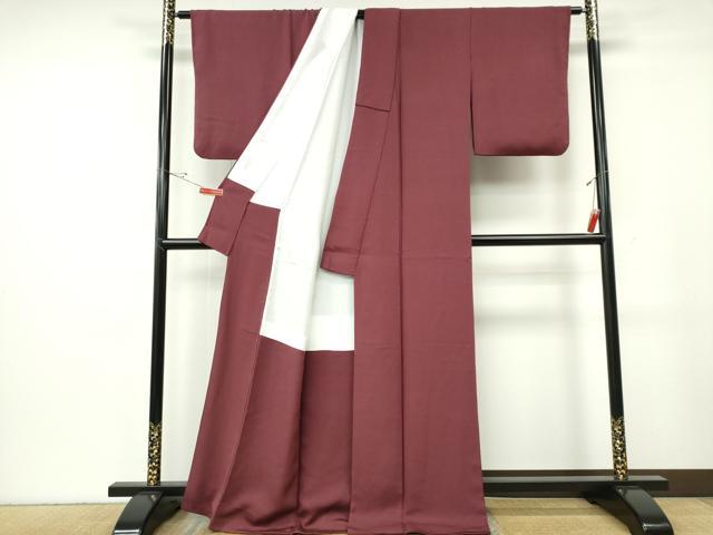 平和屋着物■上質な色無地 暗紅色 正絹 逸品 CABF6644ou