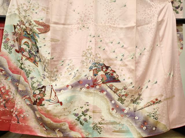 平和屋着物■豪華振袖 駒刺繍 扇面飛鶴花文 正絹 逸品 CABF6651ou