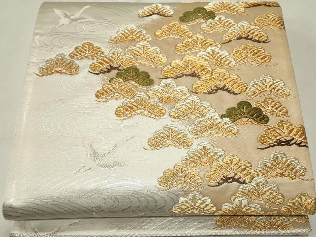 平和屋着物◎六通柄袋帯 唐織 流水飛鶴松文 金銀糸 正絹 逸品 CABF6671ou