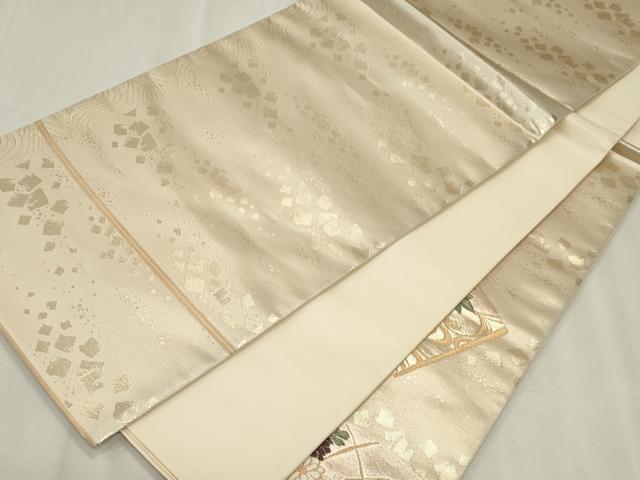 平和屋着物◎太鼓柄袋帯 唐織 地紙飛鶴花文 正絹 逸品 CABF6672ou