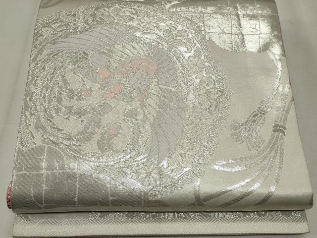 平和屋着物◎両面 全通柄袋帯 唐織 のしに鏡裏文錦 金銀糸 正絹 逸品 CABF6676ou