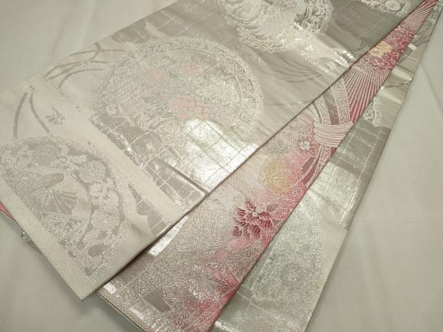 平和屋着物◎両面 全通柄袋帯 唐織 のしに鏡裏文錦 金銀糸 正絹 逸品 CABF6676ou