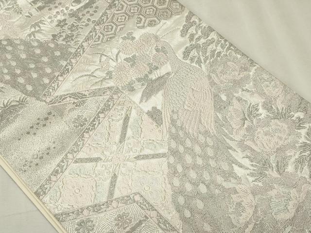平和屋着物◎六通柄袋帯 唐織 染錦屏風孔雀文 プラチナ箔 正絹 逸品 CABF6684ou