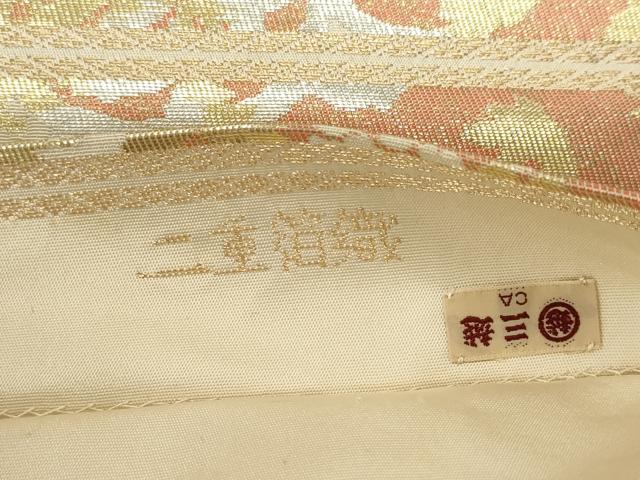 平和屋着物◎西陣 服部織物謹製 六通柄袋帯 こはく錦 鳳凰花文 二重箔織 金銀糸 三越扱い 正絹 逸品 CABF6705ou