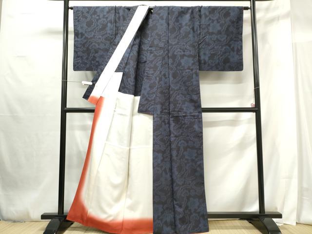 平和屋着物■結城紬 草花文 胴抜き仕立て 正絹 逸品 CABF6744ou