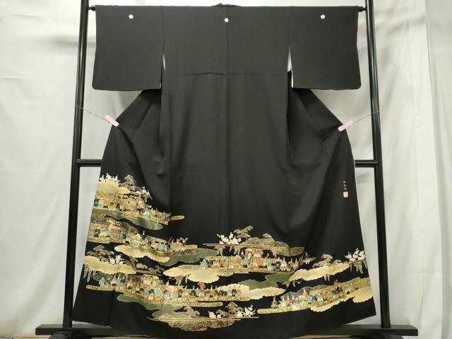 平和屋着物■豪華黒留袖 大名行列 本金箔 正絹 逸品 CABF6749ou