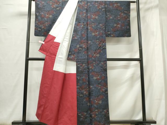 平和屋着物■上質な紬 風景花文 正絹 逸品 CABF6751ou