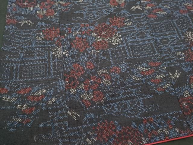 平和屋着物■上質な紬 風景花文 正絹 逸品 CABF6751ou