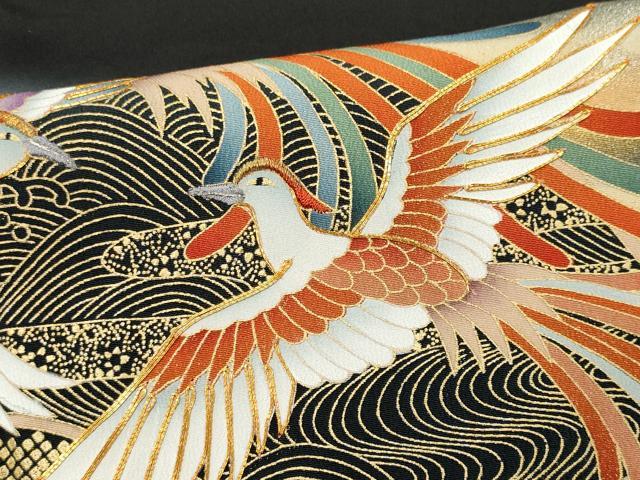 平和屋着物■豪華黒留袖 駒刺繍 地紙鳳凰花文 衣の年輪 暈し染め 金銀彩 正絹 逸品 未使用 CABF6760ou